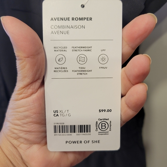 NWT Athleta Black Combination Avenue Short Sleeve Romper - XL - Picture 9 of 12